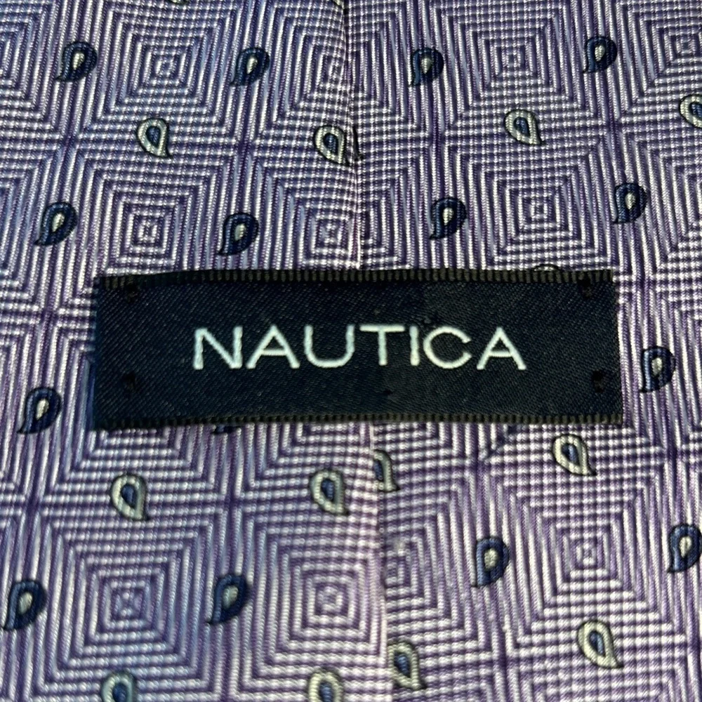 Nautica Geometric Blue Men's Tie - Picture 2 of 5